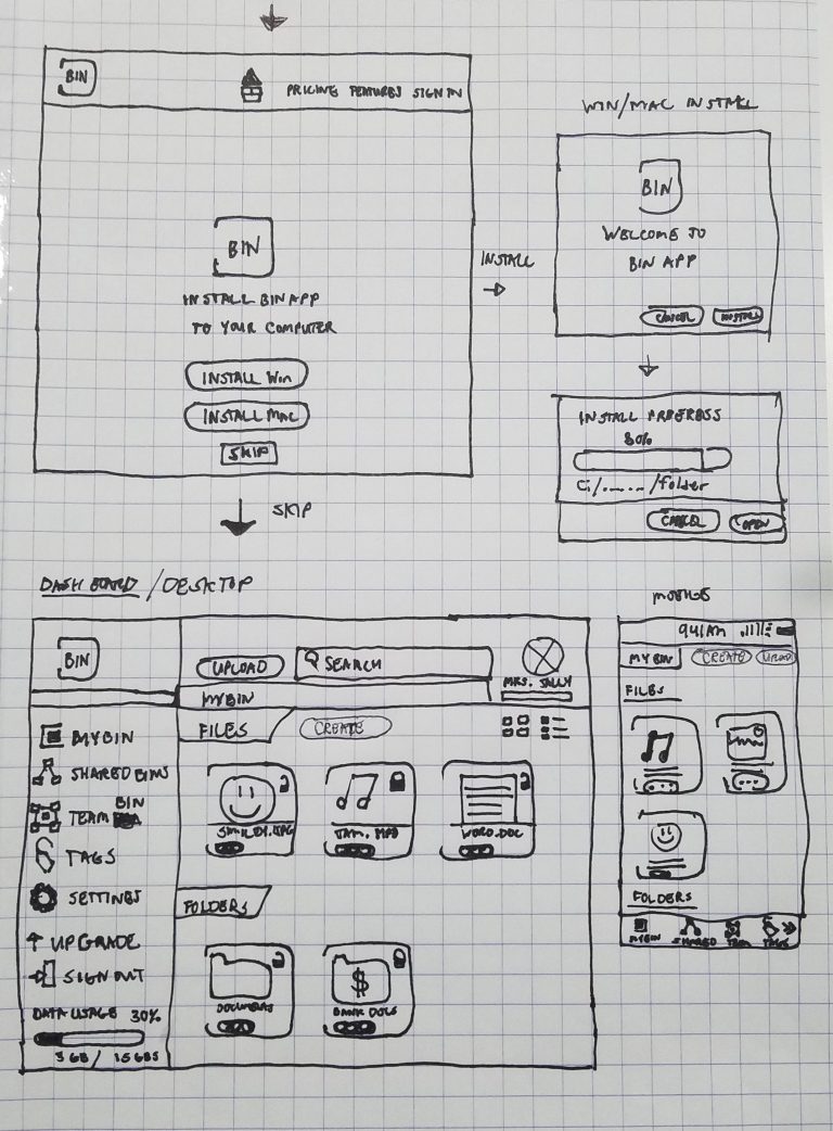 bin UI sketches