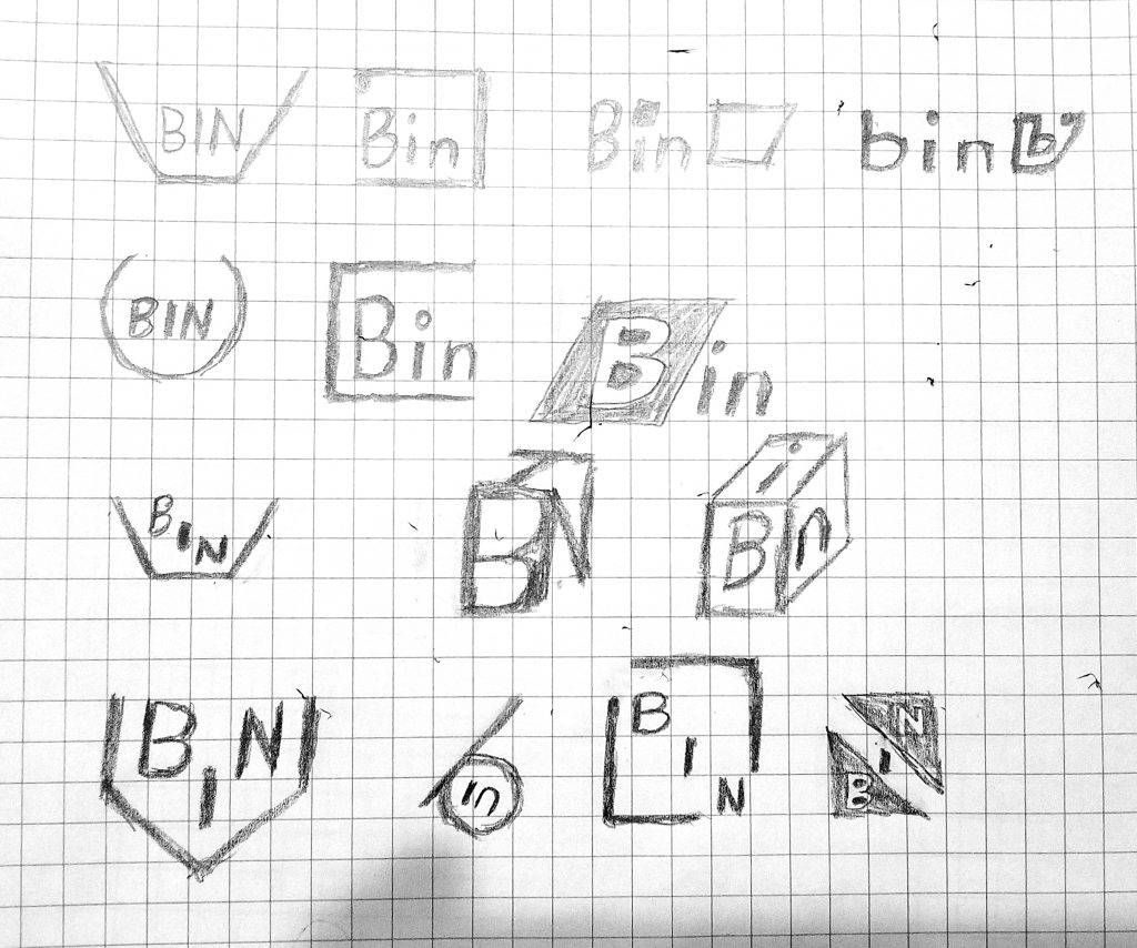 Bin sketched logo ideas
