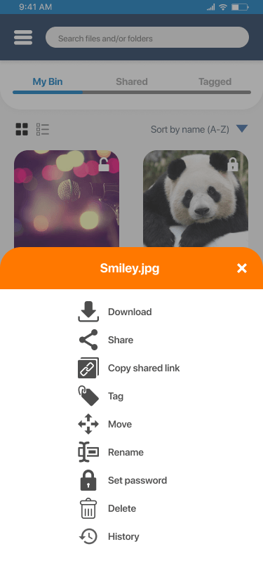 Bin mobile modal flyout