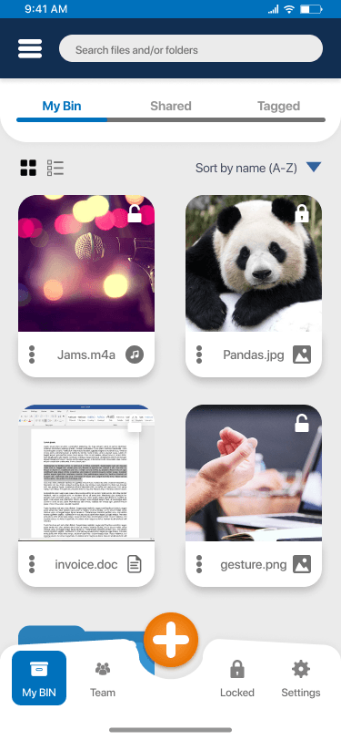 Bin Mobile App main dashboard
