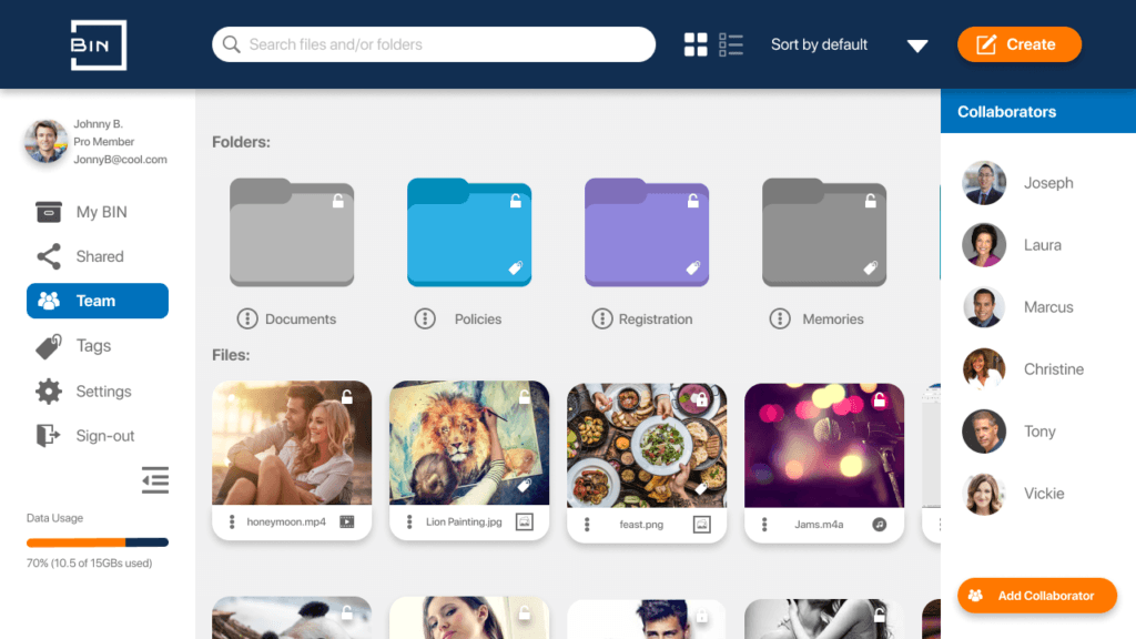 Bin Desktop Team Section
